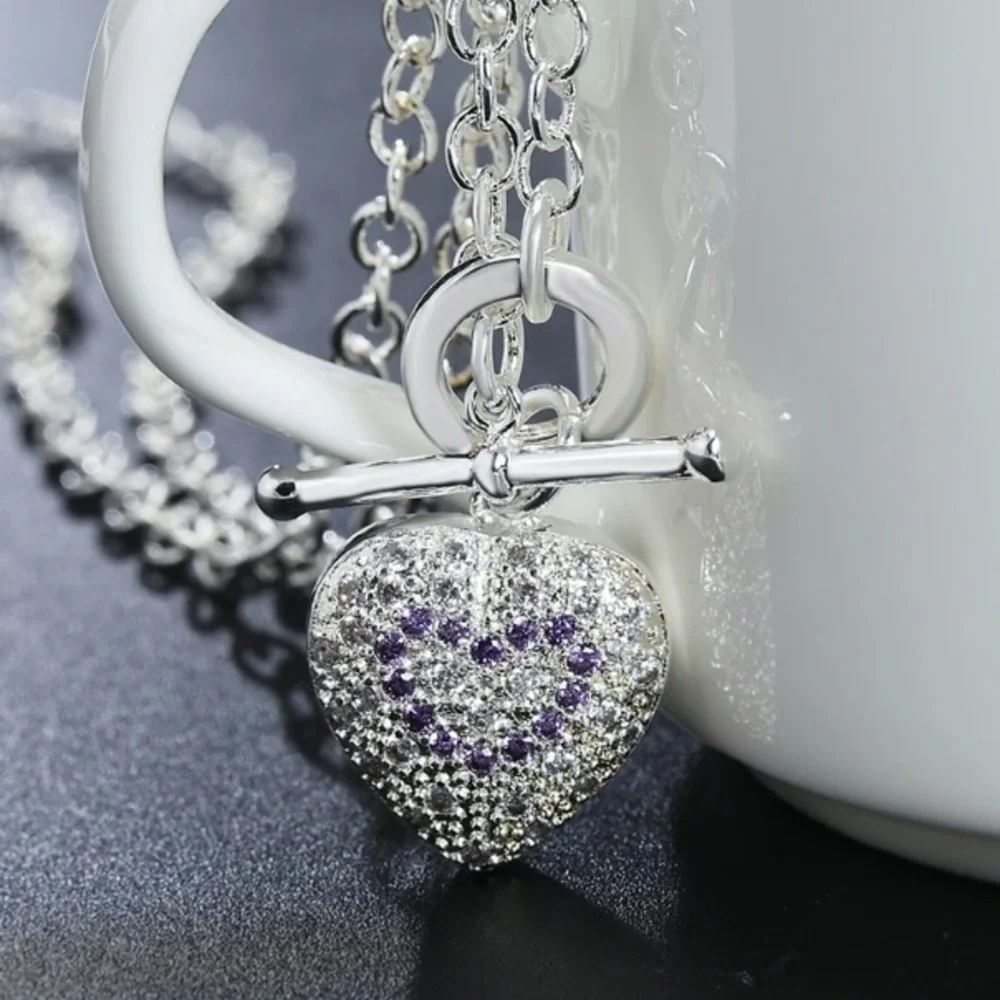 🌟 Silver Heart Pendant Bracelet - Picture 3 of 3
